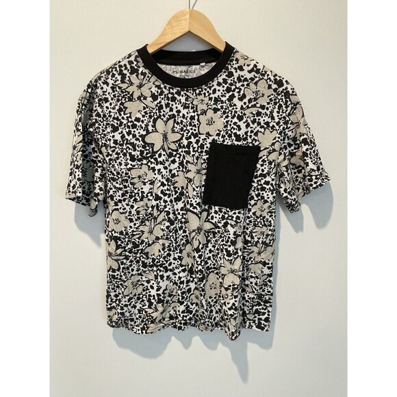 Pacsun Basics Top Womens Regular Fit Short Sleeve Cotton Black White Size Medium - Picture 2 of 6